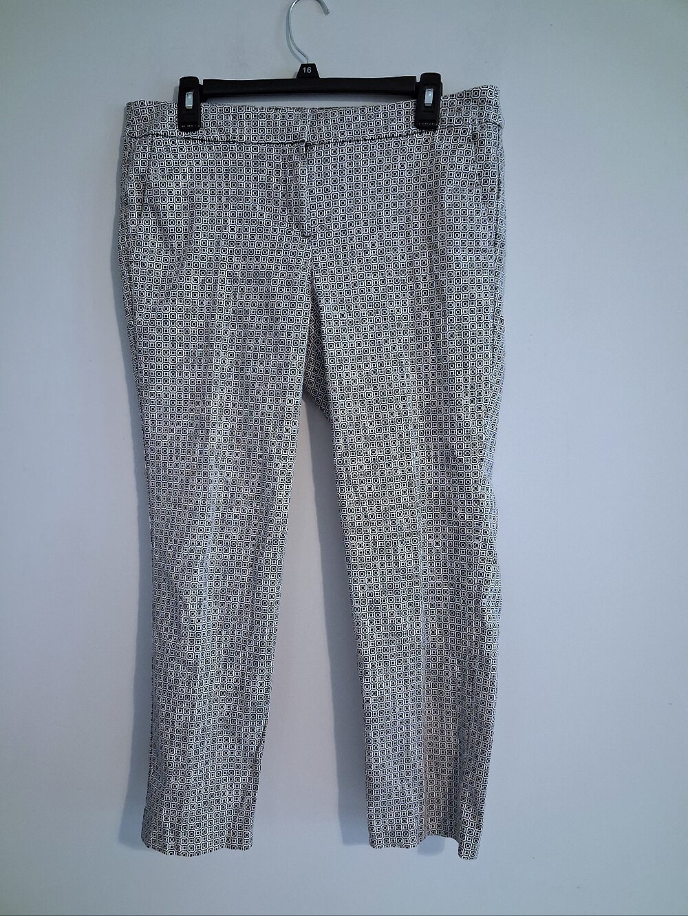 Women's Printed Slim Dress Pants - White/Black Size 12
